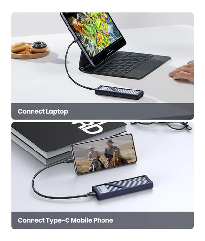 UGREEN M.2 SSD Enclosure – 20Gbps USB 3.2 Gen2 Type-C Adapter for NVMe & SATA SSD (M & B+M Key)