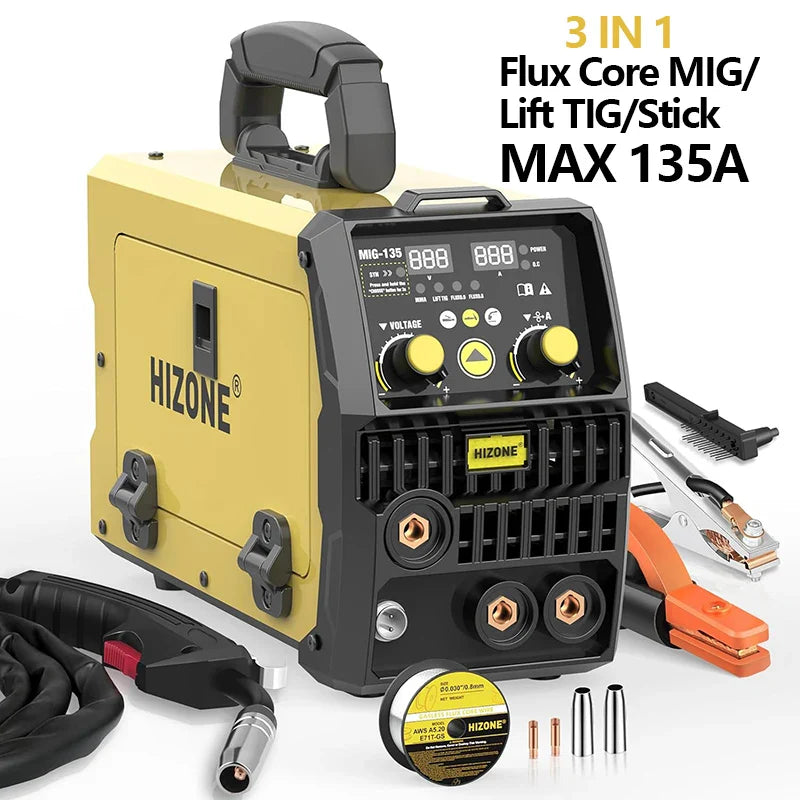 HIZONE 3-in-1 Mig Welding Machine – Intelligent Inverter Portable Welding Equipment 110V