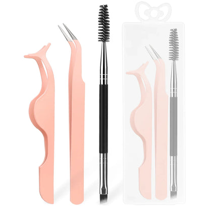 3PCS Eyelash Tool Set with Storage Box – Lash Applicator, Comb & Brush Kit for Eyelash Extension and Grooming