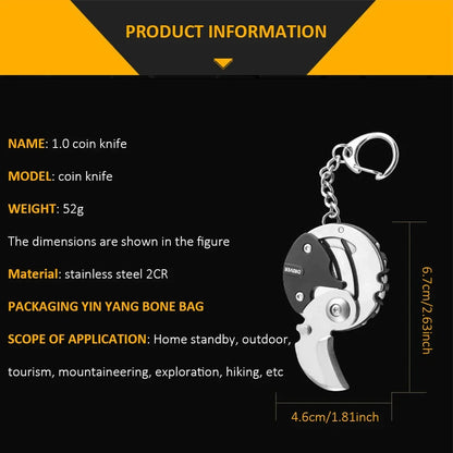 Multifunctional Hexagon Keychain Tool – Mini EDC Screwdriver, Folding Coin Knife & Pocket Gear for Outdoor Use