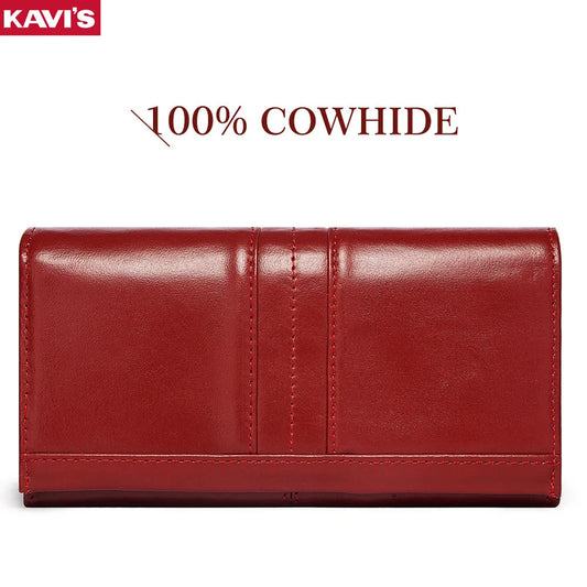 Women’s Genuine Leather Clutch Wallet – RFID Blocking Phone Purse with Zipper Pocket & Card Holder