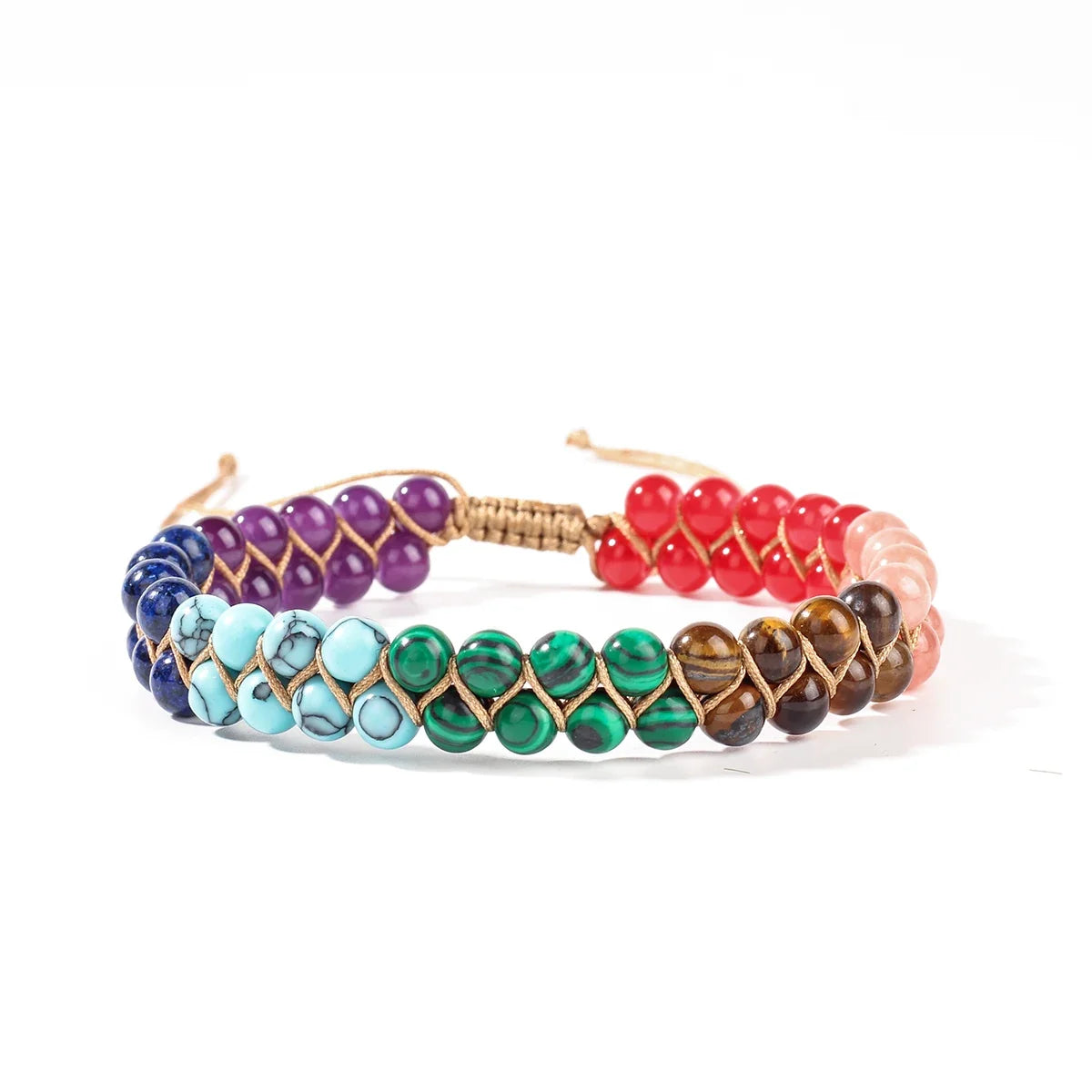 Women's Double Layer Boho Anklet - 7 Chakra Turquoise Beaded Beach Jewelry