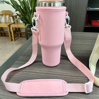 Nuovoware 40oz Water Bottle Carrier Bag: Adjustable Shoulder Strap Holder for Stanley Quencher Mug - Outdoor Travel Companion