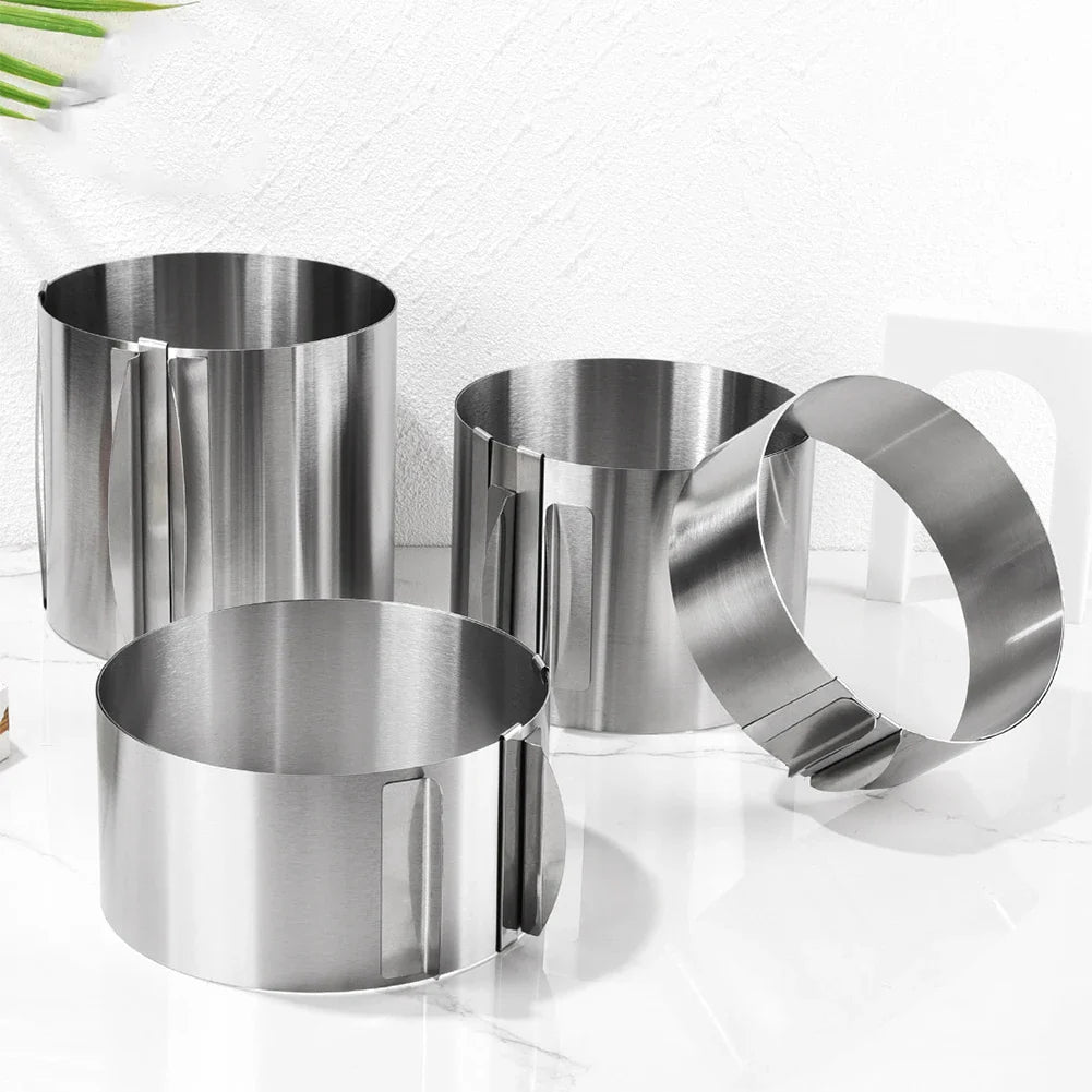 430 Stainless Steel Telescopic Mousse Ring: Adjustable Circle Mold with Scale - Rustproof Cake Rings for Baking, 6-30cm Height