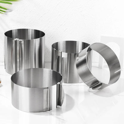 430 Stainless Steel Telescopic Mousse Ring: Adjustable Circle Mold with Scale - Rustproof Cake Rings for Baking, 6-30cm Height