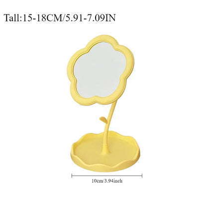 Floral Round Desktop Mirror — Creative Table Vanity Mirror for Bedroom, Dorm & Makeup Decor