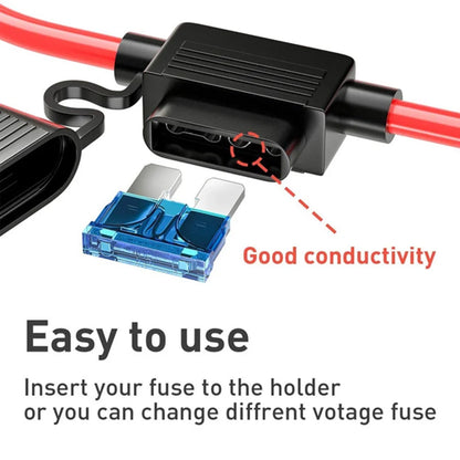 Mini Blade Car Fuse Holder Adapter Box - 12V 30A In-Line Cutoff Switch Socket, Splash-proof, Damp Proof, Waterproof Fuse Socket