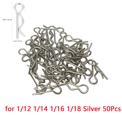 50PCS RC Car Body Clips & Pins — R Buckles for 1/5, 1/6, 1/7, 1/8, 1/12, 1/14, 1/16 RC Cars, Compatible with TRAXXAS & SCX10