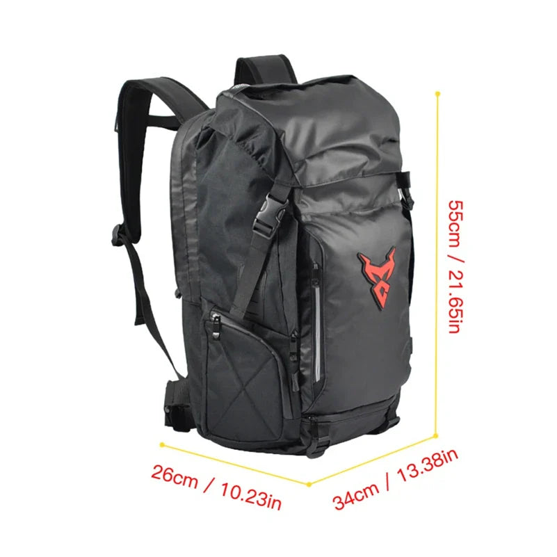 Motocentric Motorcycle Rear Seat Bag - Waterproof, Multifunctional Helmet Backpack with Large Capacity, Motocross Tail Luggage