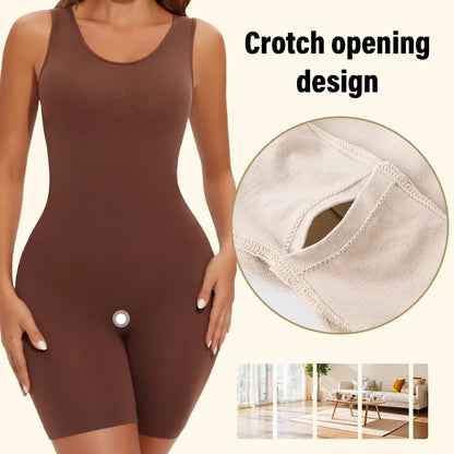 POKARLA Sexy Full Coverage Bodysuit – Seamless Thigh Slimming Wide Shoulder Shapewear Jumpsuit