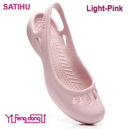 Certified Satihu Summer Lightweight Anti-Slip Clogs for Women - Flat Bottom Sandals, Nurse, Outdoor, Beach Jelly Shoes