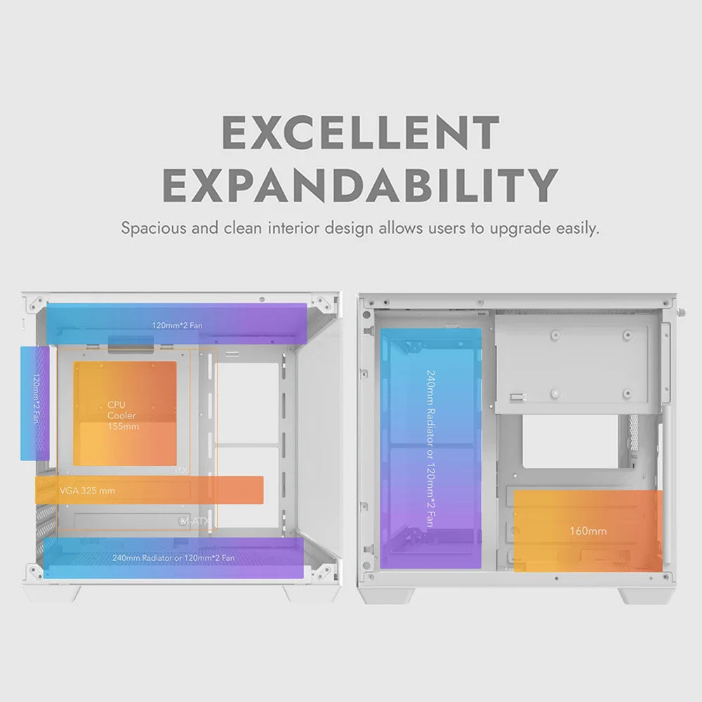 Aigo 275P Gaming PC Case — Sea View M-ATX/ITX Desktop with Double-Sided Tempered Glass