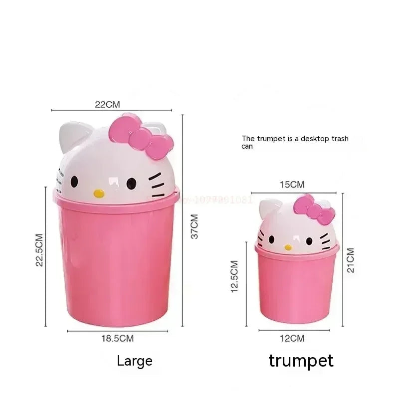 New Sanrio Hello Kitty Kawaii Dustbin – Trash Can for Living Room, Bedroom & Toilet