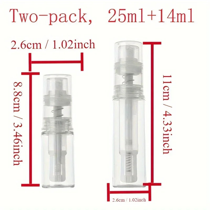 2pcs Hair Fiber Powder Spray Bottles – Refillable Makeup & Hair Applicator Dispenser for Salon & Travel