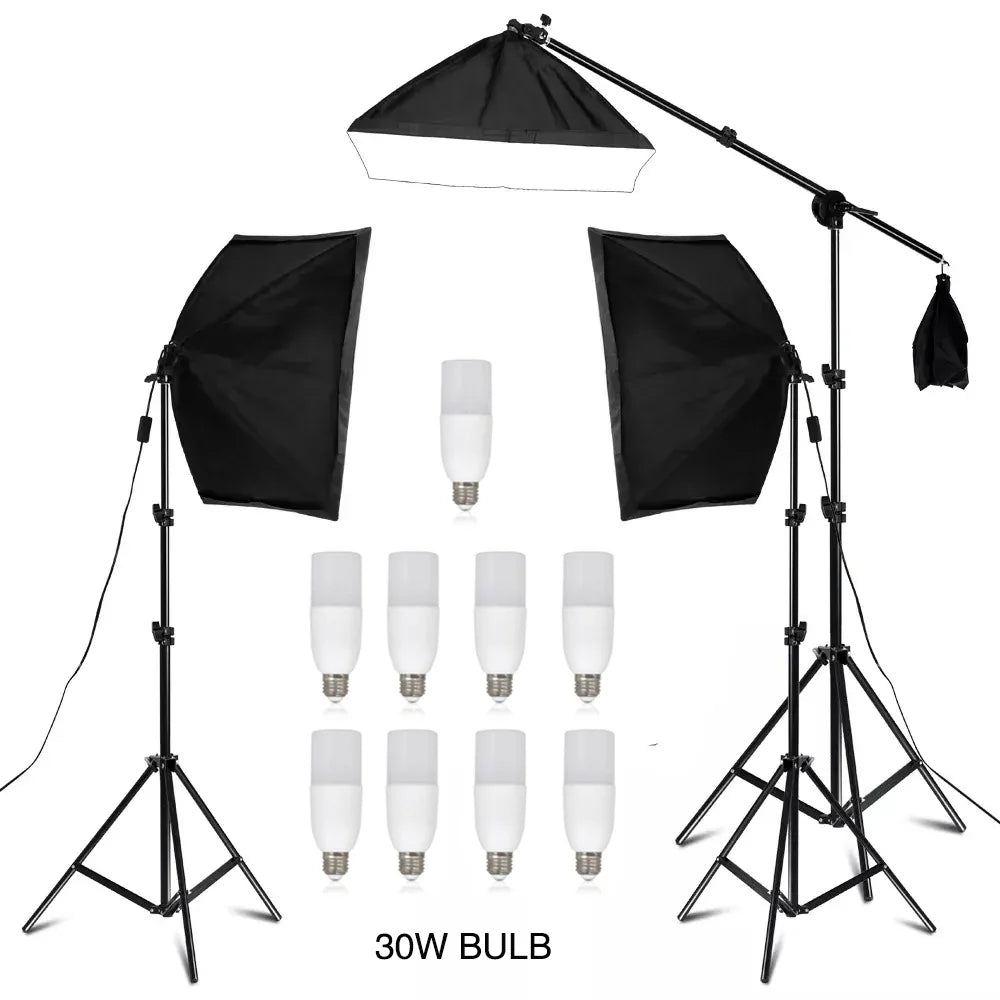 30W-40W Photography Softbox Lighting Kit – 50x70CM Continuous Soft Light for Studio and Portrait Shooting