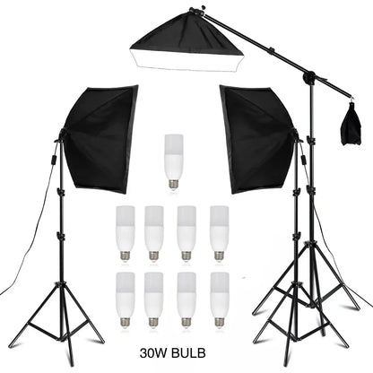 30W-40W Photography Softbox Lighting Kit – 50x70CM Continuous Soft Light for Studio and Portrait Shooting