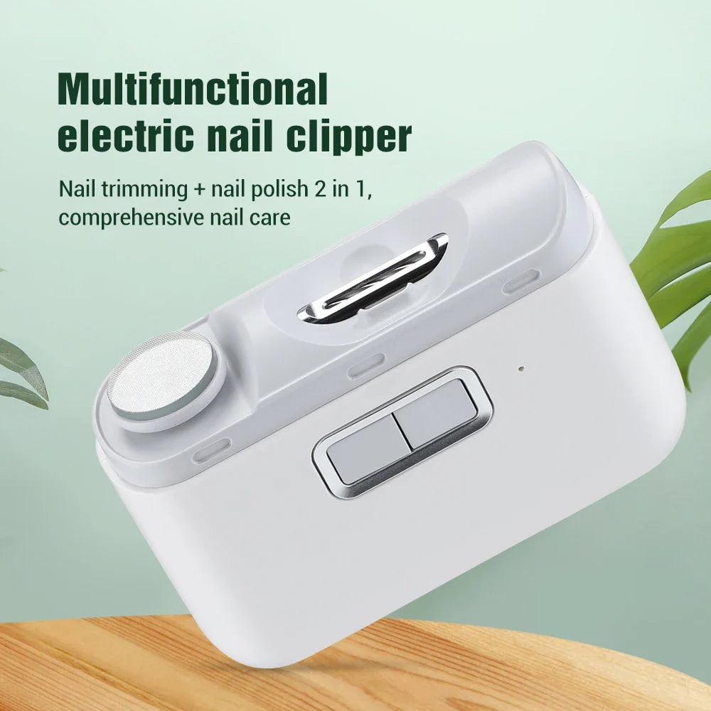 Electric Nail Clipper with LED Light - Automatic Nail Grinder and Polishing Trimmer for Baby and Adult Manicure Care Tools