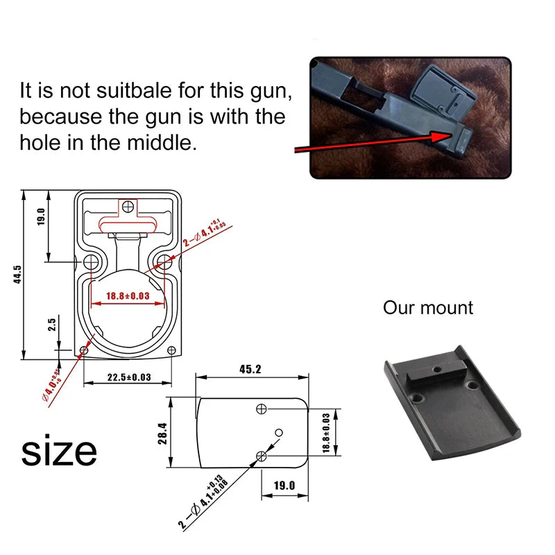 Mini RMR Red Dot Sight – Collimator Rifle Reflex Scope, Fits 20mm Weaver Rail, for Airsoft and Hunting Rifle