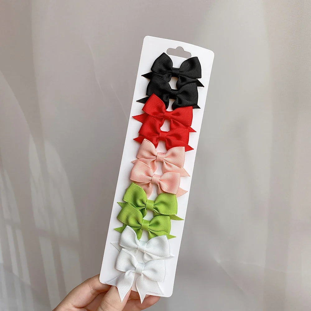 10pcs Kids Bow Hair Clips - Handmade Ribbon Bowknot Barrettes for Baby Girls Hair Accessories