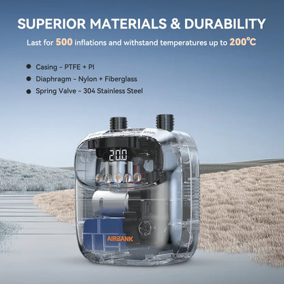 Airbank Rechargeable SUP Pump | 20PSI Inflatable PVC Boat & Kayak Accessories | Perfect for Surfing, Kite, Mattress, and Tent