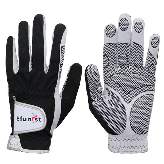 Efunist Men’s Golf Glove – Left Hand, Breathable 3D Mesh, Non-Slip Microfiber Grip, Black (1 Pc Pack)