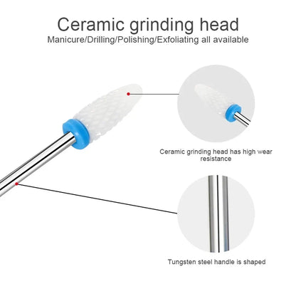 5pcs Ceramic Nail Drill Bit Set - Electric Nail Cutter Bits for Manicure & Pedicure Machine, Nail Accessories & Tools