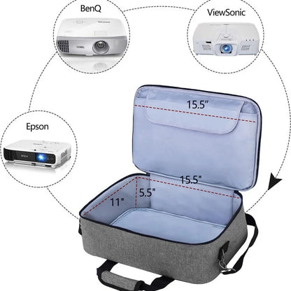 Universal Projector Storage Bag – Thickened Travel Case Handbag for Epson, BenQ & ViewSonic, Grey