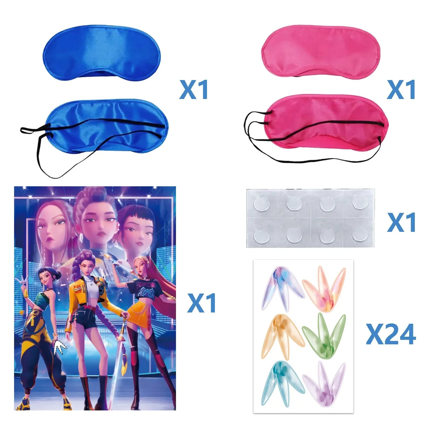 K-Pop Demon Hunters Birthday Party Favors — Keychains, Candy Boxes, Stickers & Masks for Kids