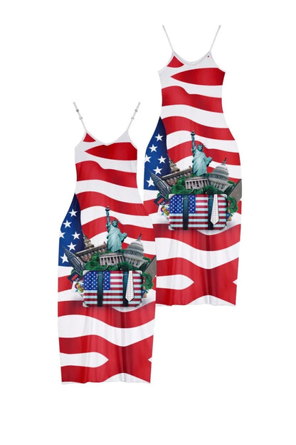 Women’s World Map Beach Dress – Elegant Sexy Long Sundress with Irregular Hem, Sleeveless Spaghetti Straps, Plus Size Summer Dress