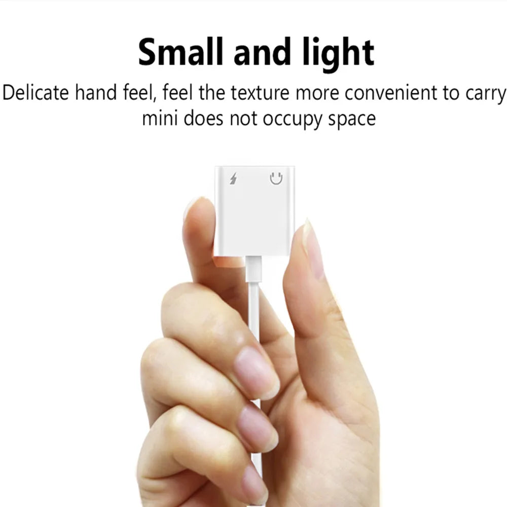Headphone Adapter for iPhone 14/13/12/11/X/8/7 Plus — Lightning to 3.5mm Aux Audio Splitter Earphone Jack Cable