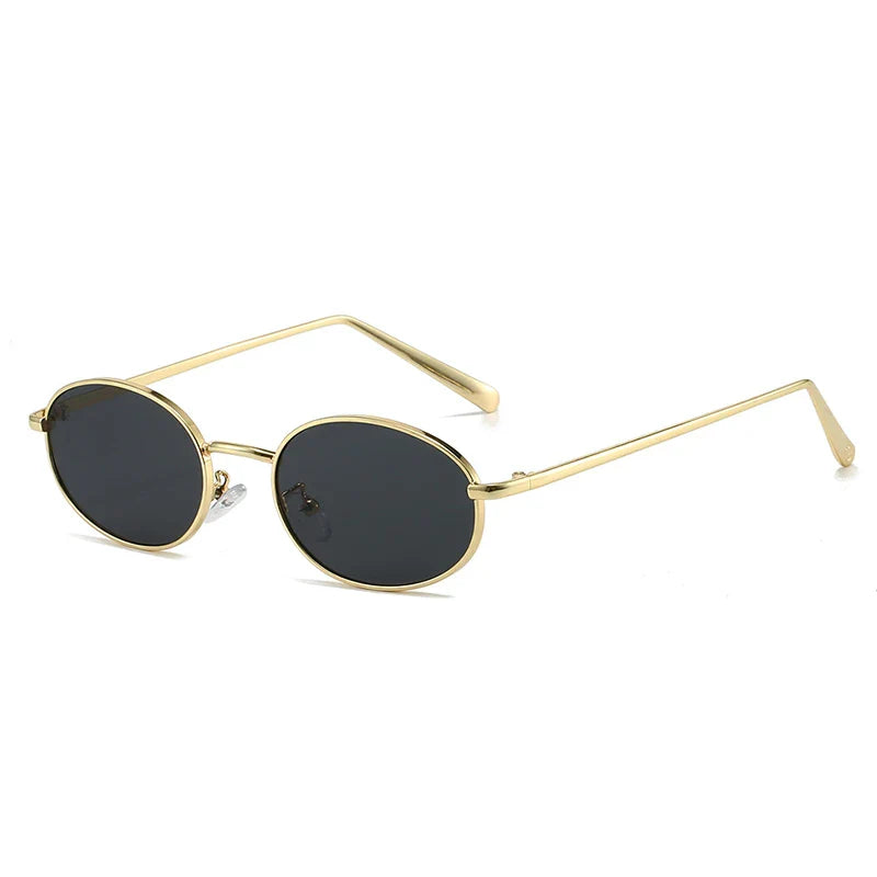 SHAUNA Retro Oval Metal Frame Sunglasses – UV400 Punk Style Shades for Women & Men