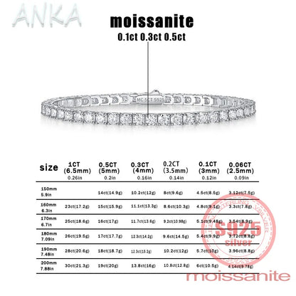 Sterling Silver 925 Moissanite Tennis Bracelet – 0.3CT Full Row Sparkling Moissanite Jewelry