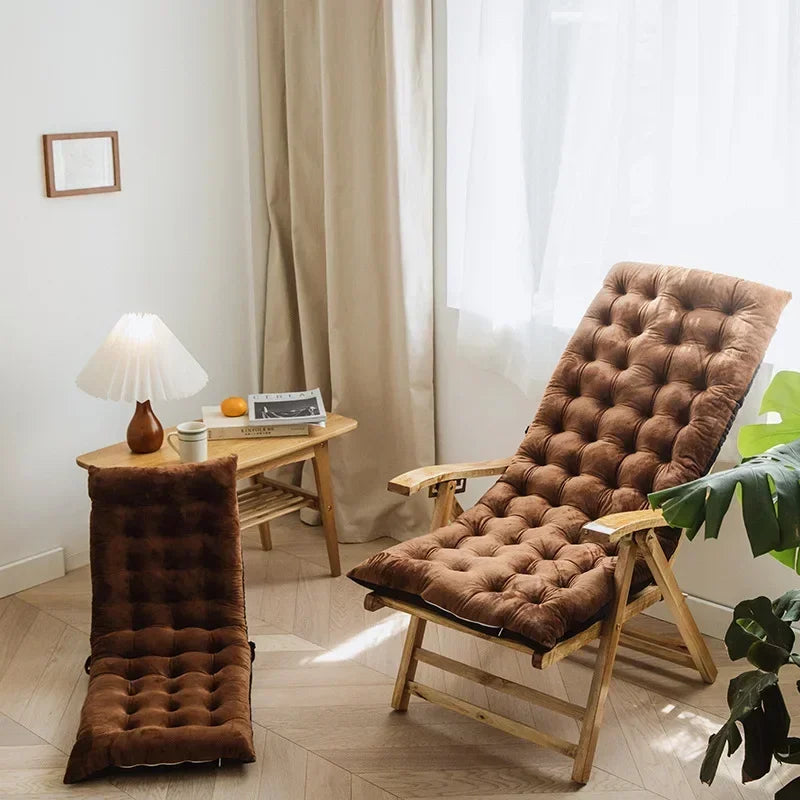 Autumn Winter Thickened Foldable Rocking Chair Cushion – Long Lounge Seat Pad for Garden, Balcony, Sofa & Tatami Home Decor