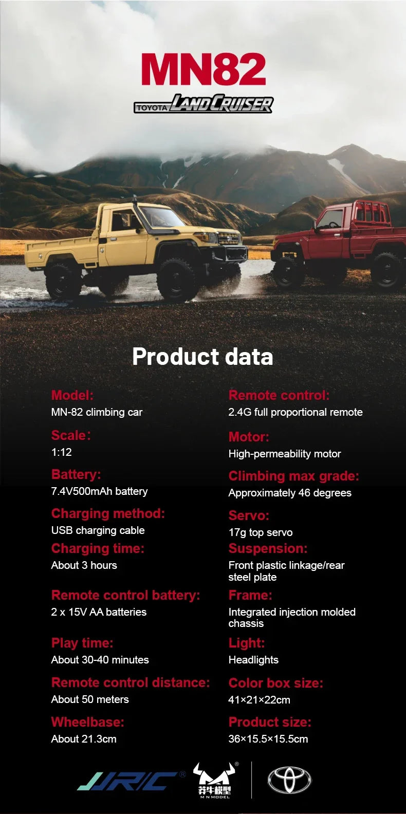 MN82 Pro RC Off-Road Vehicle — 1:12 Scale 4WD Climbing Car for Toyota LC79 Simulation