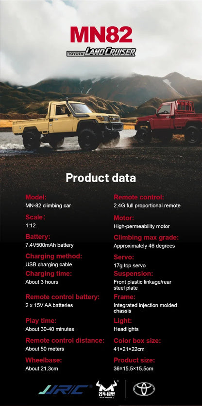 MN82 Pro RC Off-Road Vehicle — 1:12 Scale 4WD Climbing Car for Toyota LC79 Simulation