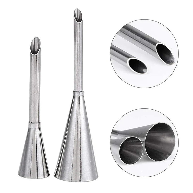 1/4 Pcs Stainless Steel Cream Puff Nozzles - Cake Icing Piping Tips for DIY Donuts, Cupcakes and Pastry Desserts, Baking Accessories