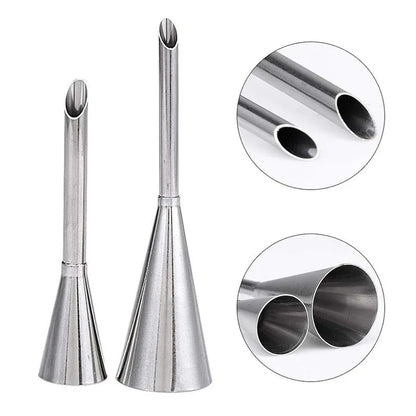 1/4 Pcs Stainless Steel Cream Puff Nozzles - Cake Icing Piping Tips for DIY Donuts, Cupcakes and Pastry Desserts, Baking Accessories