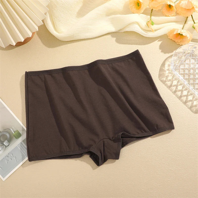 New Women’s Cotton Seamless Sports Panties – Solid Color Boxers, Cozy Lingerie Underwear XS-XL