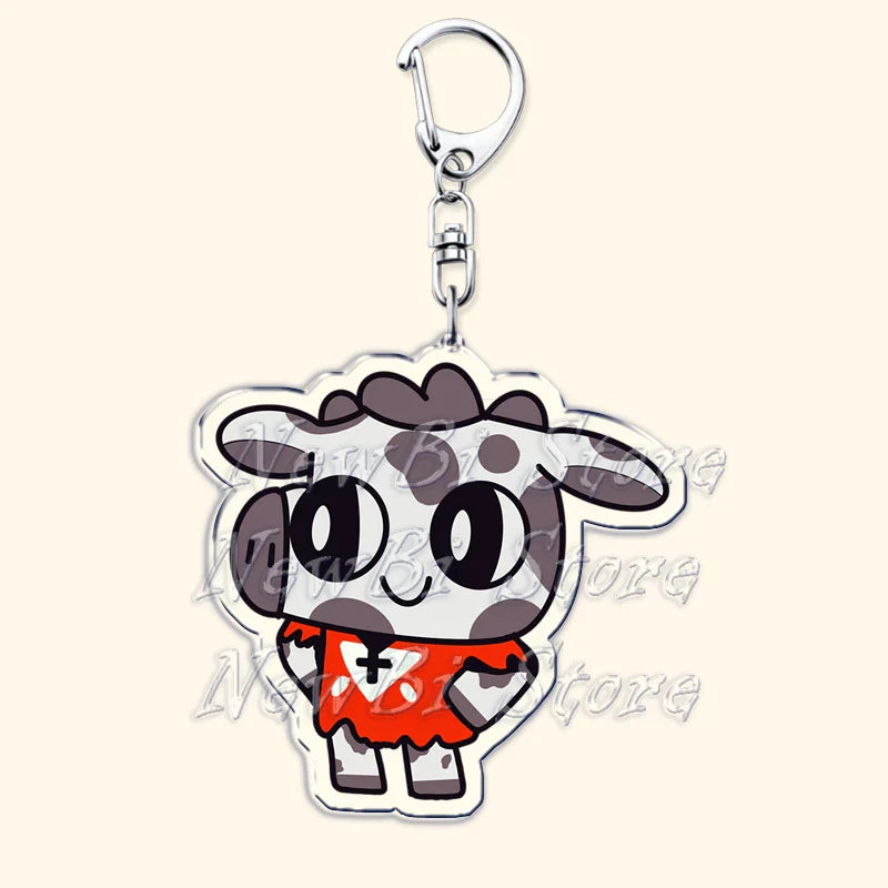 Funny Dark Video Game Sheep Keychain – Cute Lamb & Goat Bag Accessory Gamer Gift