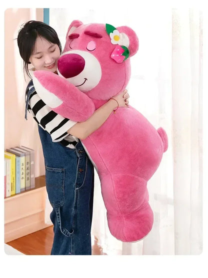 90cm Disney Toy Story Lotso Strawberry Bear Plush Sofa Pillow – Cute Stuffed Toy Gift for Kids & Friends