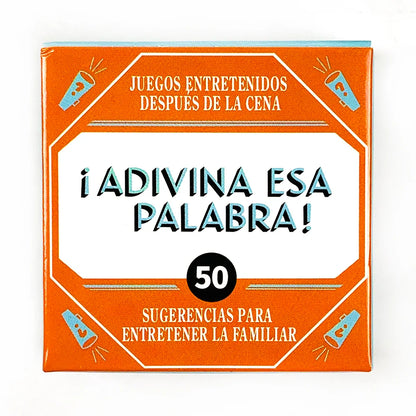 Spanish Mini “Name That Word!” Card Game – 50PCS Family Party & Camping Word Guessing Game Deck