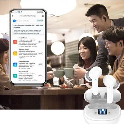Smart Translate Earbuds — Real-Time Voice Translator, 144 Languages, Online & Offline, 4 Modes, 98% Accuracy