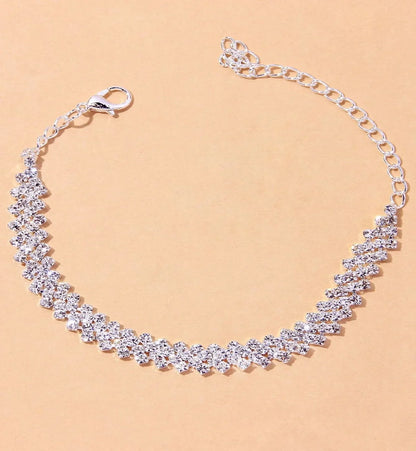 Women's Premium Copper Inlaid Water Diamond Love Foot Chain Bracelet – Fashion Wedding Party Jewelry Accessories
