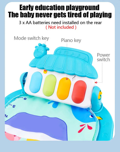 Baby Fitness Stand Music Play Gym – Newborn Piano Crawling Blanket & Pedal Activity Toy for Early Education (0-36 Months)