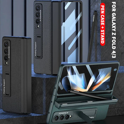 Magnetic Leather All-in-One Cover for Samsung Galaxy Z Fold 5/4/3 5G | Folding Protective Case with Pen Holder for Fold4