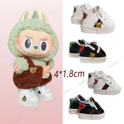Labubu Doll Sneakers (4x1.8cm) - Shoes for 17cm Macaron Plush, 15cm EXO Cotton, & 1/6 BJD Dolls Accessories