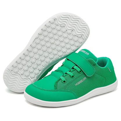 HOBIBEAR Kids Barefoot Shoes – Wide Toe Minimalist Sneakers for Boys & Girls, Lightweight Hook Loop, Mesh & Artificial Leather