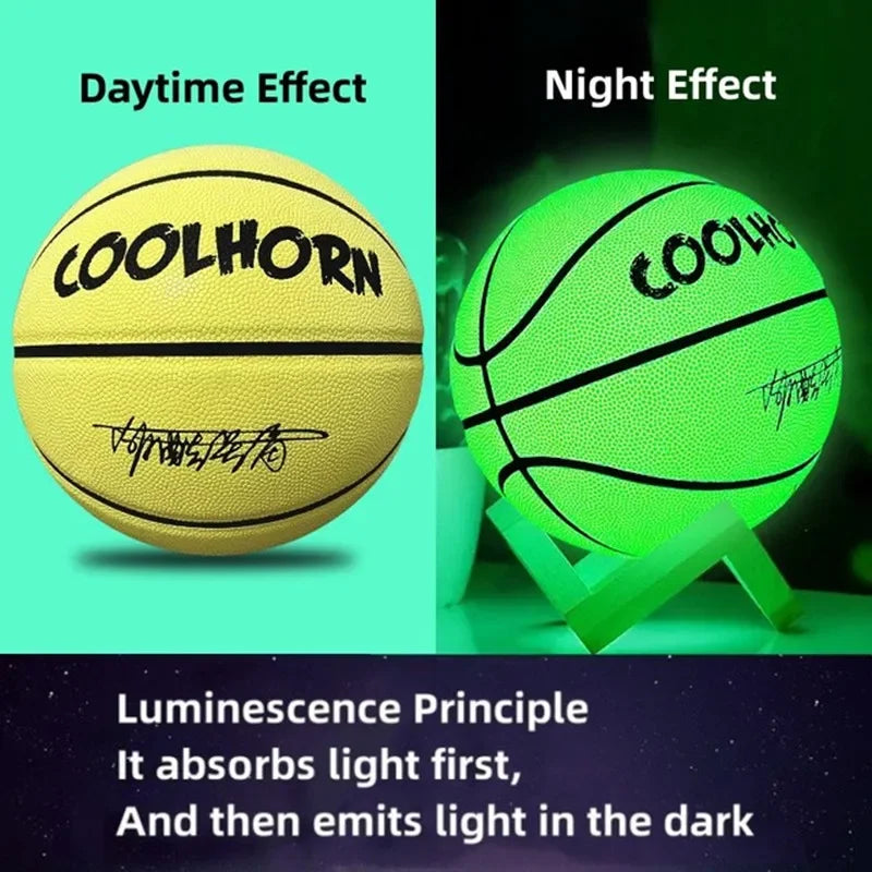 Glow-in-the-Dark Basketball – Size 5/6/7, PU Soft Leather, Outdoor Durable, Wear-Resistant & Anti-Skid for Children, Adults & Students