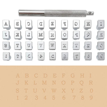 36PCS Leather Alphabet & Number Stamp Set – Stainless Steel DIY Carving Tool for Personalized Leather Craft & Embossing Seal