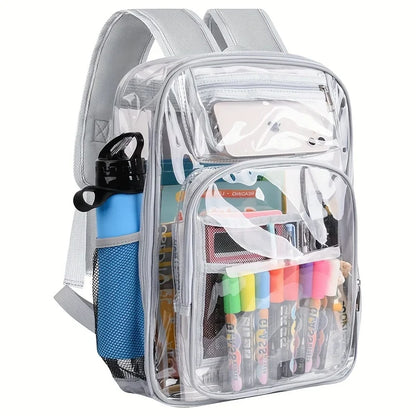 Clear PVC Backpack – Large Heavy Duty See-Through Bookbag with Reinforced Straps for School
